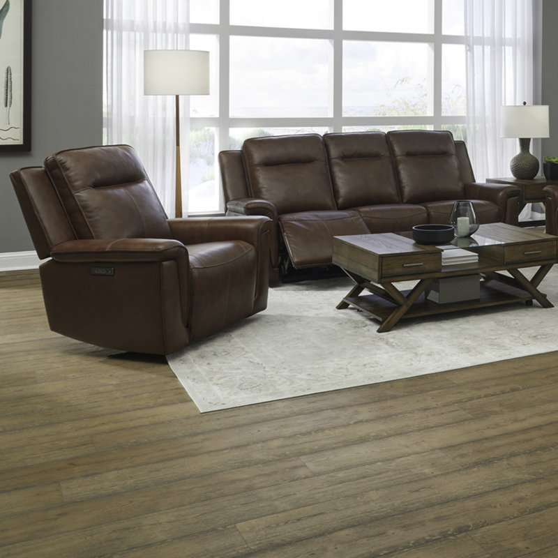 Ensemble de salon inclinable et pivotant Murraylee Power - cuir cognac