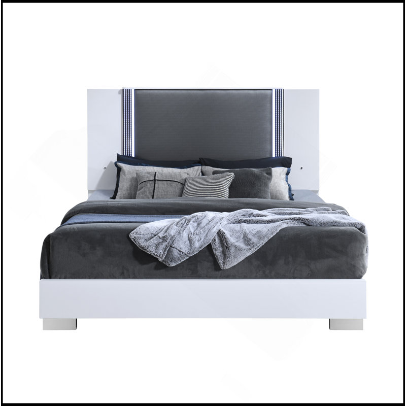SMOOTH WHITE BED WITH LED, King