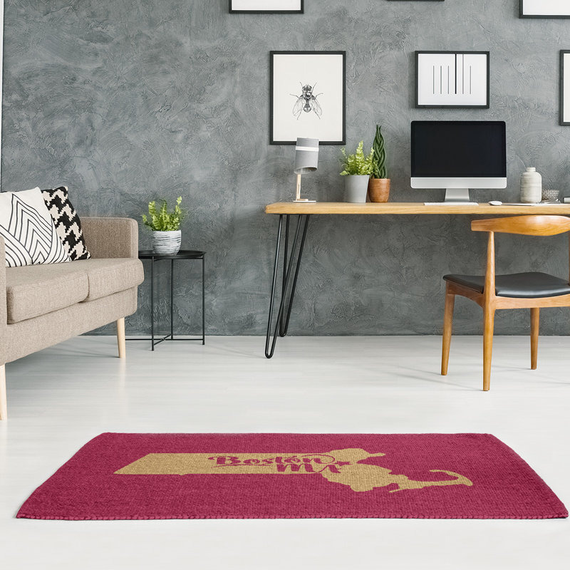 Tapis de l’aire rouge boston sports, Rectangle 5 pi x 7 pi, Non