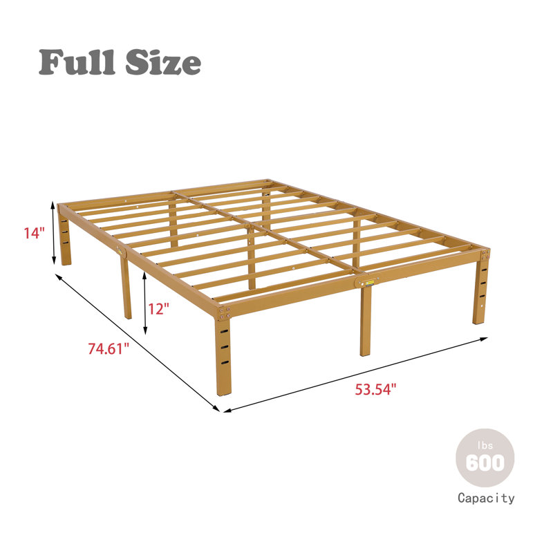 Oprina Metal Open-Frame Bed, Gold, Full / Double