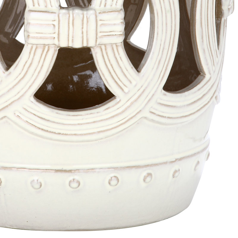 Tabouret de jardin en céramique Bartlesville, Crème, crème