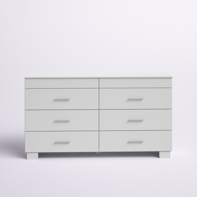 Commode double 6 tiroirs Anglina, Blanc