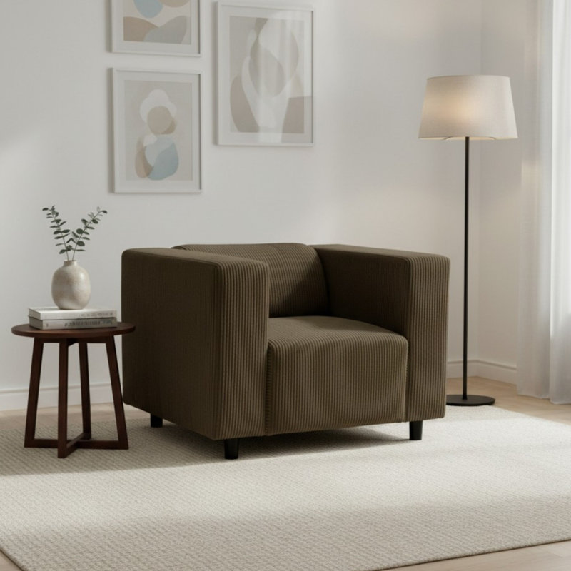 Upholstered Corduroy Club Chair, Green