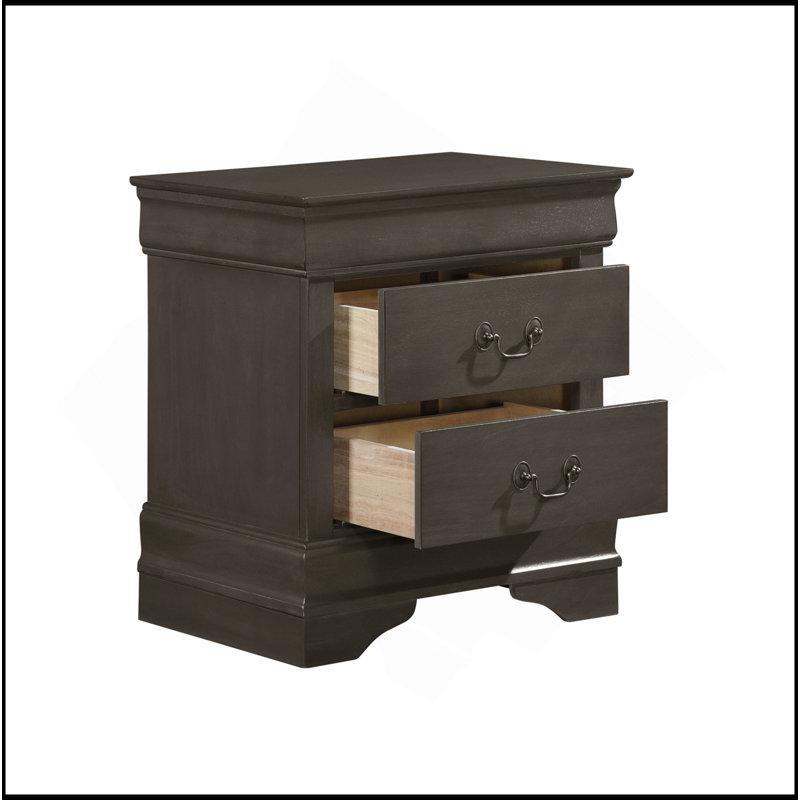 Table de chevet élégante avec 2 tiroirs, Gris