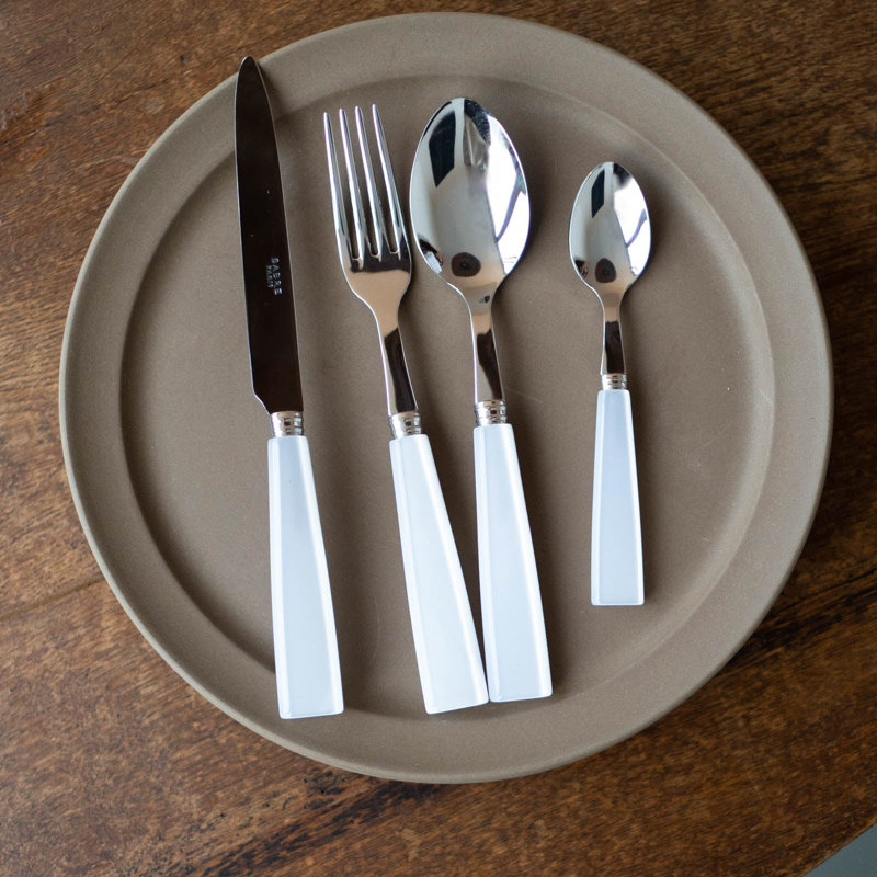 Icone 5 - Piece Stainless Steel Flatware Set - Service for 1, White
