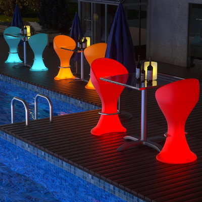 Ensemble de 2 tables de bar avec tabouret de bar, table de pub lumineuse à DEL et tabouret de bar avec télécommande et repose-pieds