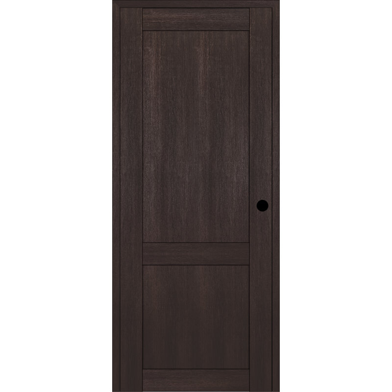 Porte pré-suspendue simple en bois manufacturé 2 panneaux à 2 panneaux, 27,75 po x 83,23 po, Chêne Veralinga, Gauche