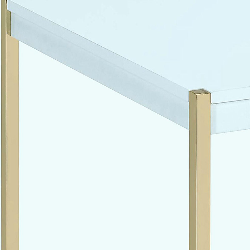 White and gold square side table