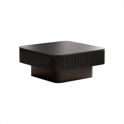 Solid Wood Veneer Coffee Table with Flip-Top Storage, Square, Deep Black, 31.5 Inches