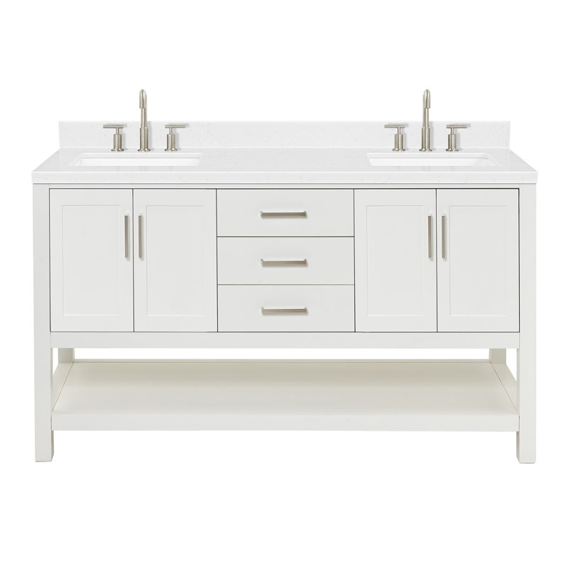 ARIEL Magnolia 60 Double Sink Bathroom Vanity with Top, White