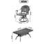 Ensemble de salle à manger 5 pièces en aluminium coulé résistant aux intempéries, comprenant 4 chaises pivotantes et une table rectangulaire avec cadre noir
