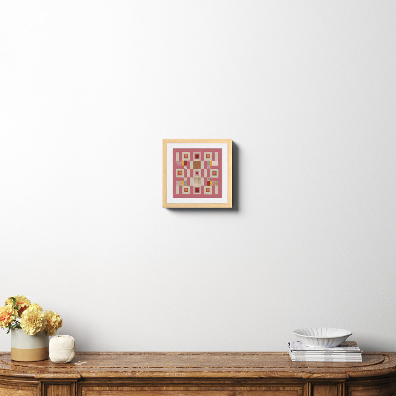 Courtepointe Pink Cottage, H 12 po x l 12 po x P 0,75 po, Papier encadré naturel, Oui