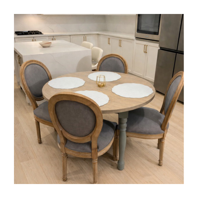 4piece-Upholstered Side Chair king Louis Back Solid Wood Dining Chairs - Gray