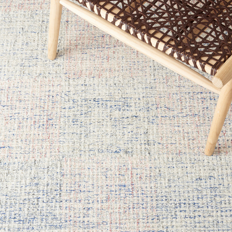 Zachary Handmade Tufted Wool Blue/Ivory Area Rug, Rectangle 9' x 12'