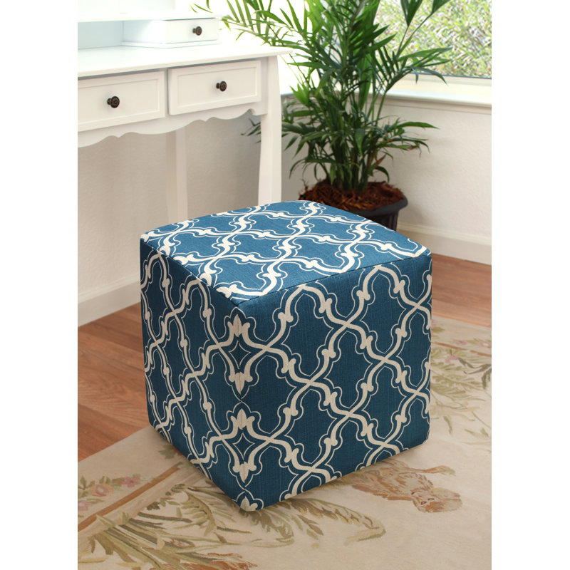 Upholstered Ottoman, Navy Blue