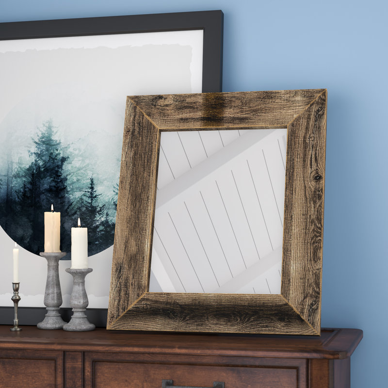 Cy Solid Wood Flat Wall Mirror, 26" H x 22" W, Natural