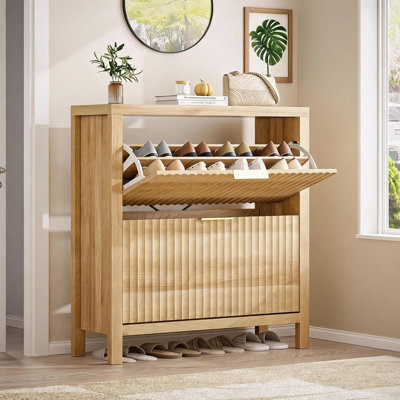 Rangement pour chaussures autoportant avec pieds dissimulés et rangement pour chaussures encastré avec 2 tiroirs pour le vestibule