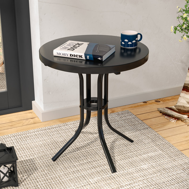 Round Outdoor Side Table , 16.9 " W 16.9 " D, Black