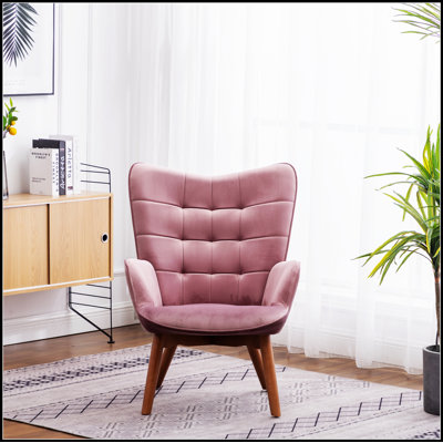Fauteuil d'appoint avec repose-pieds en velours soyeux Leiria