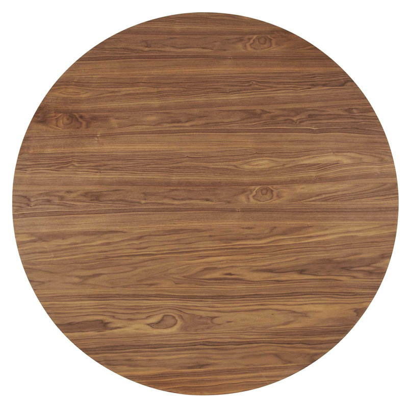 Modern Walnut 60" Round Wood Grain Dining Table for Six