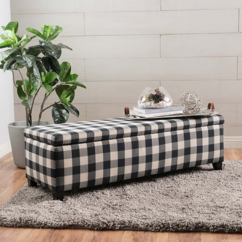 Banc de rangement rembourré Schmit, Checkerboard, 16.25" H x 51.25" W x 17.50" D