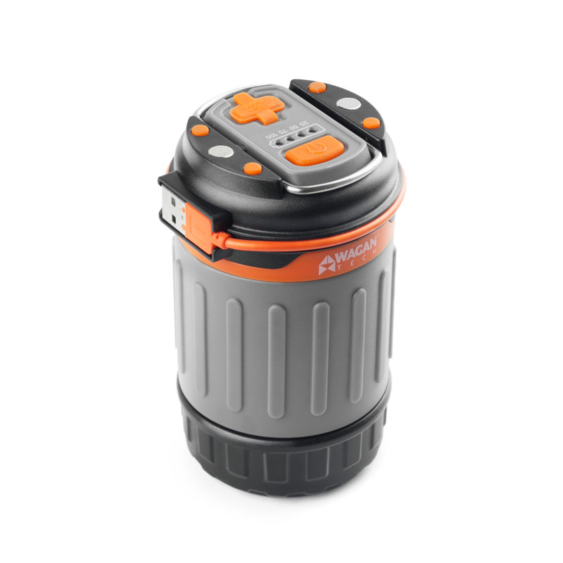 Gray and Orange ABS USB Rechargeable Camping Lantern
