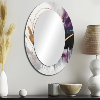 Circlar Design Solid Marble Art II - Gold Oval Wall Mirror Decor