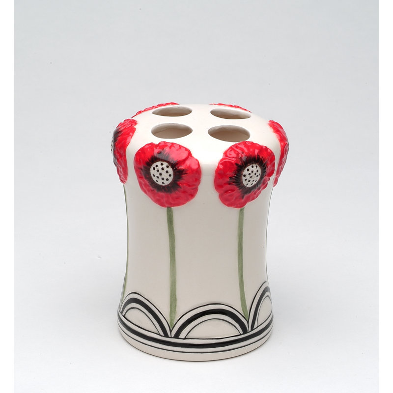 Wild Poppy Flower Toothbrush Holder- 4"H