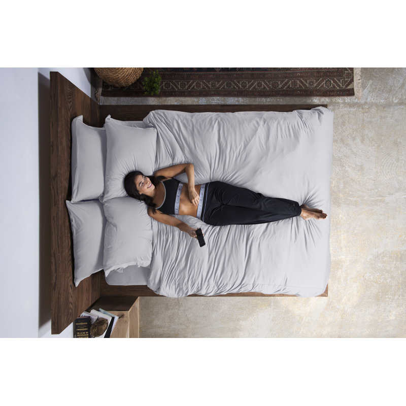Microfiber Jersey Knit Sheet Set, Pearl Blue, Twin Sheet Set with Fitted Sheet and 1 Pillowcase