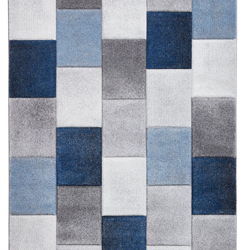 Bahnu area rug Machine Woven Rectangle Grey/Blue