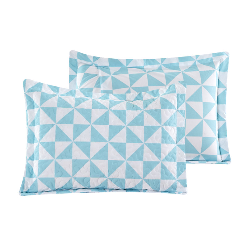 Polyester Satin Geometric Shapes Quilt, Queen Quilt + 2 Shams