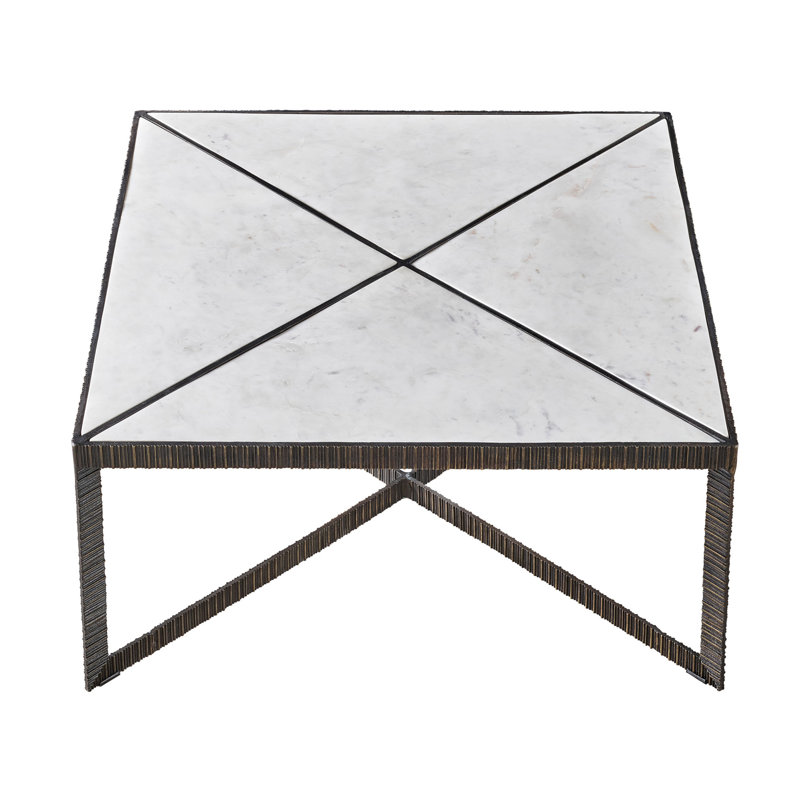 Square Marble Top Metal Frame Coffee Table