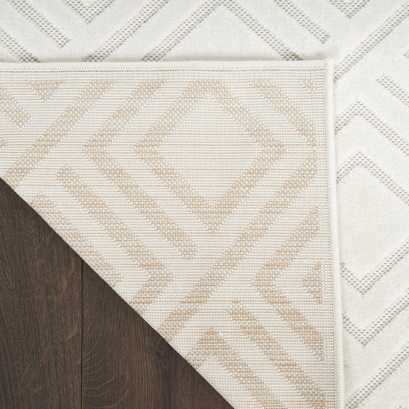 Tapis d'intérieur moderne ivoire Ebern Designs Garp, Rectangle 6 pi 7 po x 9 pi 2 po