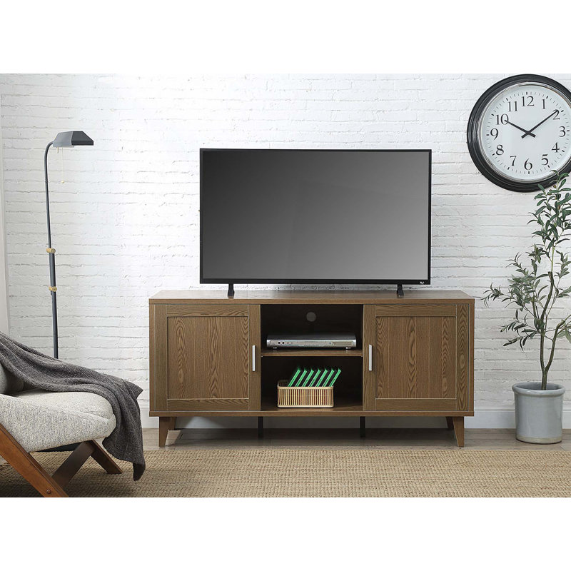 Modern 60 Inch TV Stand for TVs up to 65 inches, Classic Walnut Finish, Brown
