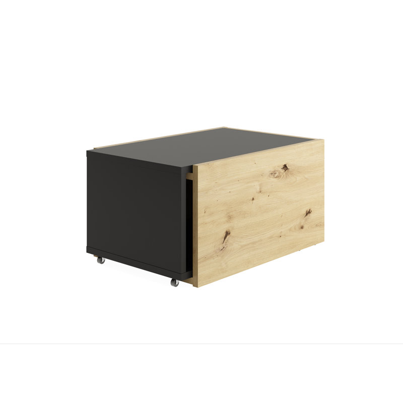 Kutzer Wheel Coffee Table with Storage, Artisan Oak/Black Pearl
