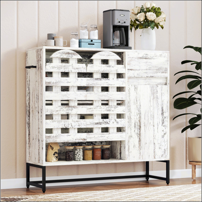 Farmhouse Sideboard Cabinet With Storage, Coffee Bar Console Table, Ideal For Living Room, Kitchen, And Entryway With Retro Design