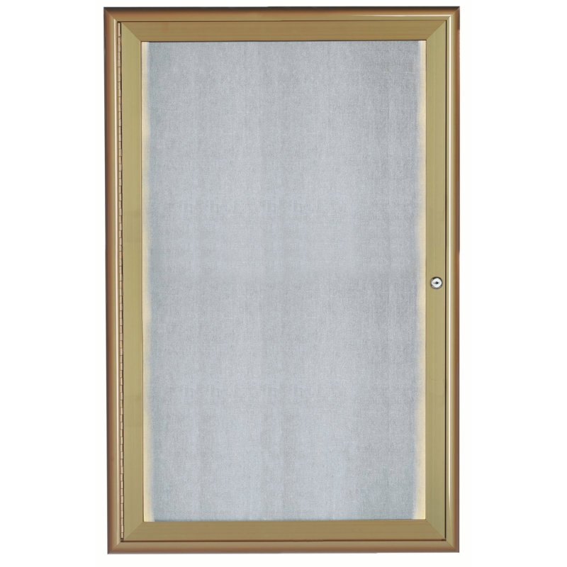 Tableau d’affichage mural fermé à lumière del, H 3 pi x l 2 pi, Laiton antique