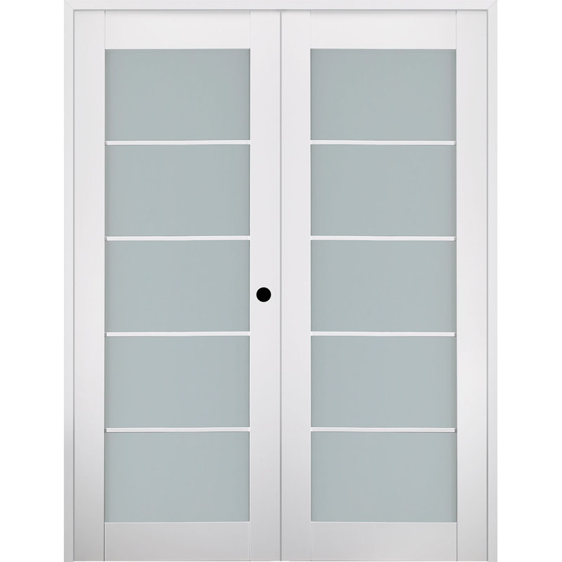 Porte standard préfinie en bois massif manufacturé Smart Lite 5 Lite Smart Pro, 59,5 po x 79,38 po, Gauche