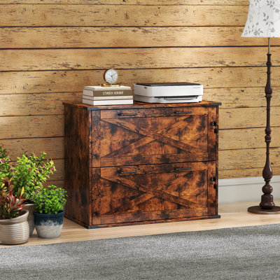 Porte de grange 2 tiroirs en bois avec serrure H 25,79 po