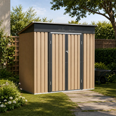 Abri de jardin compact en métal brun