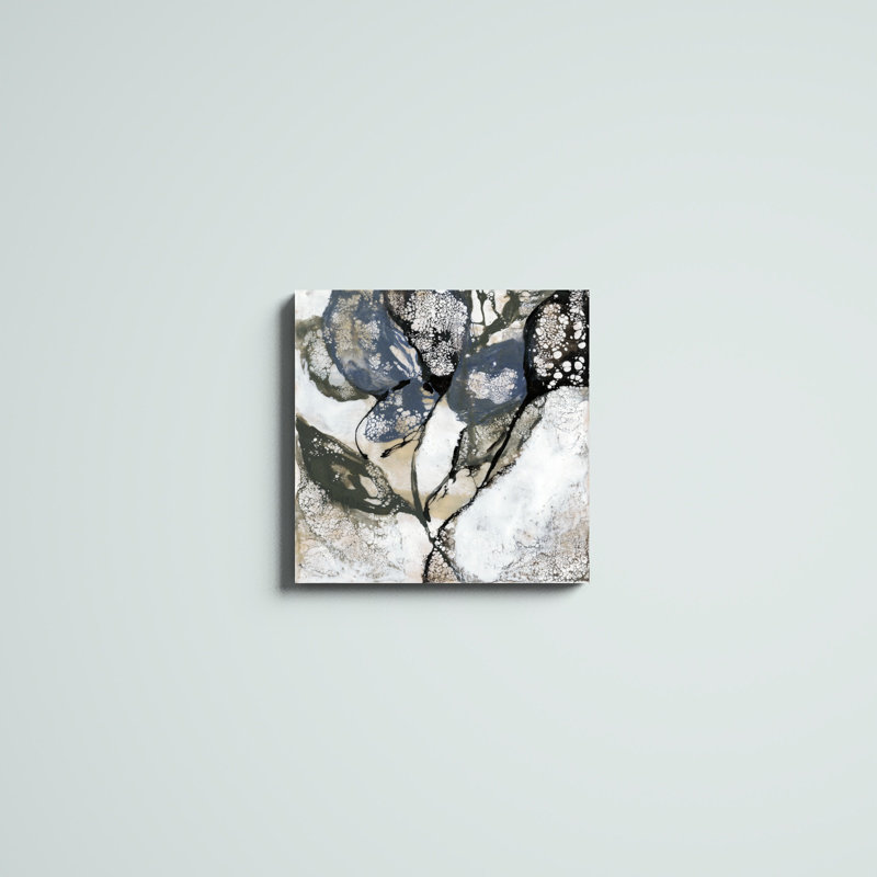 "Crackled Stems II", peinture sur toile tendue, H 20 po x l 20 po