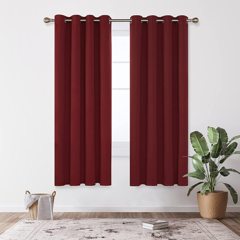 Blackout Curtain Pair, Red, 107 W x 160 D cm