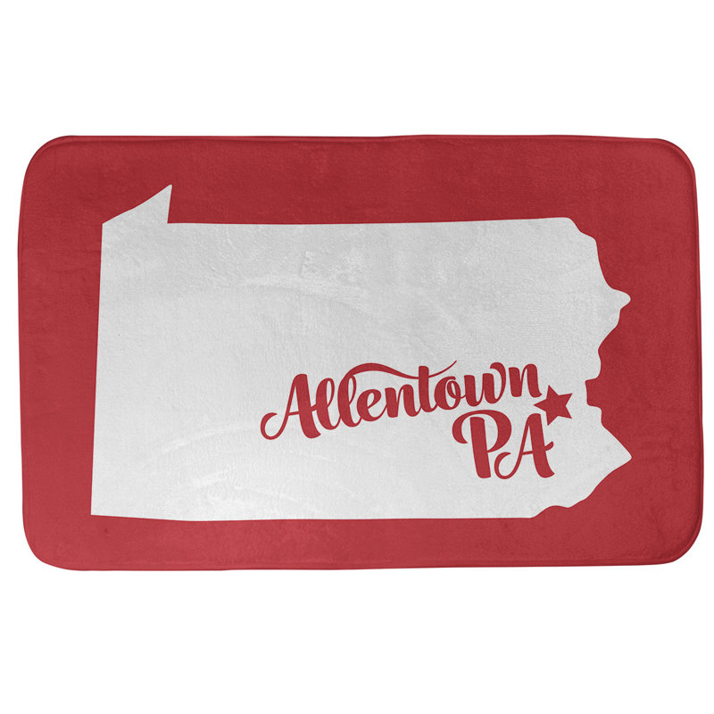 Tapis pour salle de bain allentown pennsylvanie, l 17 po x L 21 po, Rouge, Allentown, Pennsylvanie