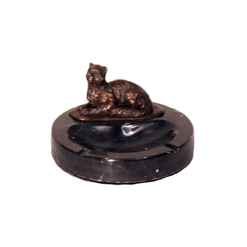 Cendrier pour chat bronze et marbre