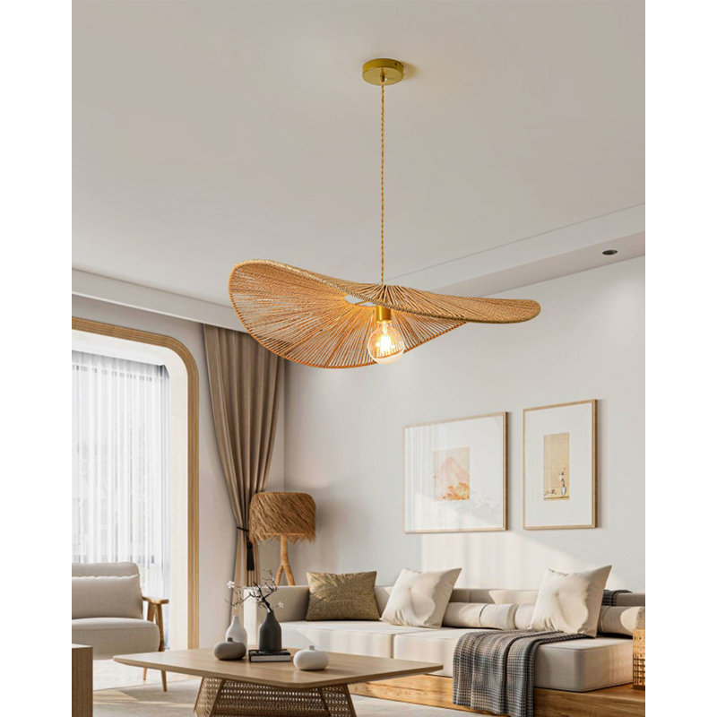 Lustre japonais en corde de chanvre tissé à la main de style Wabi-Sabi japonais, 59.06" H x 39.37" W x 39.37" D