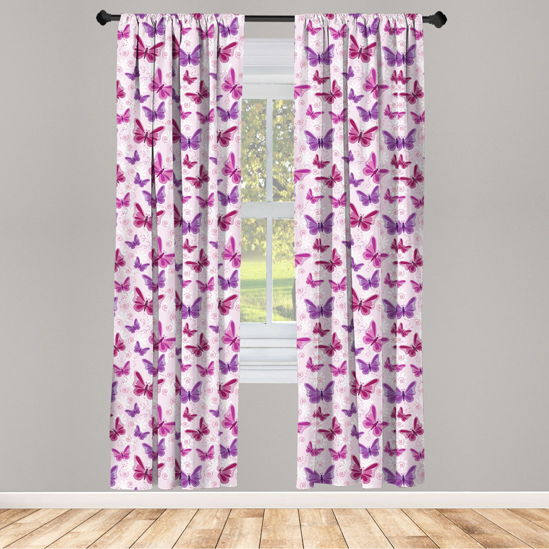 Butterfly Semi-Sheer Rod Pocket Curtain Panels, 28" x 84"