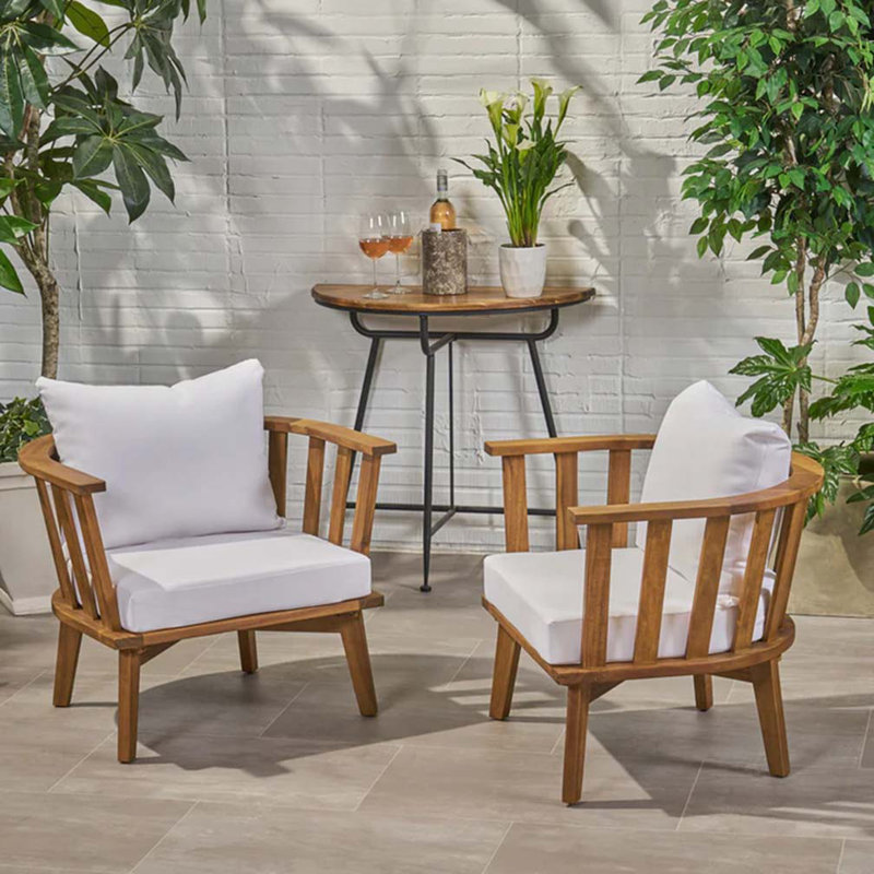 Fauteuil club d'extérieur en bois d'acacia