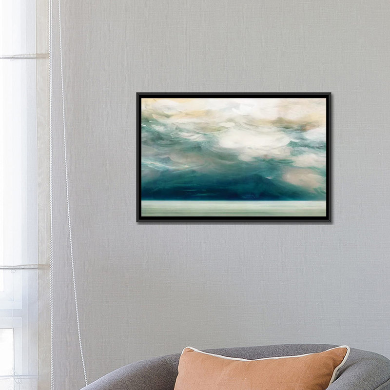 « ocean breeze ii », reproduction d’impression sur toile, H 32 po x l 48 po x P 1,5 po, Toile avec cadre noir, Pas de tapis