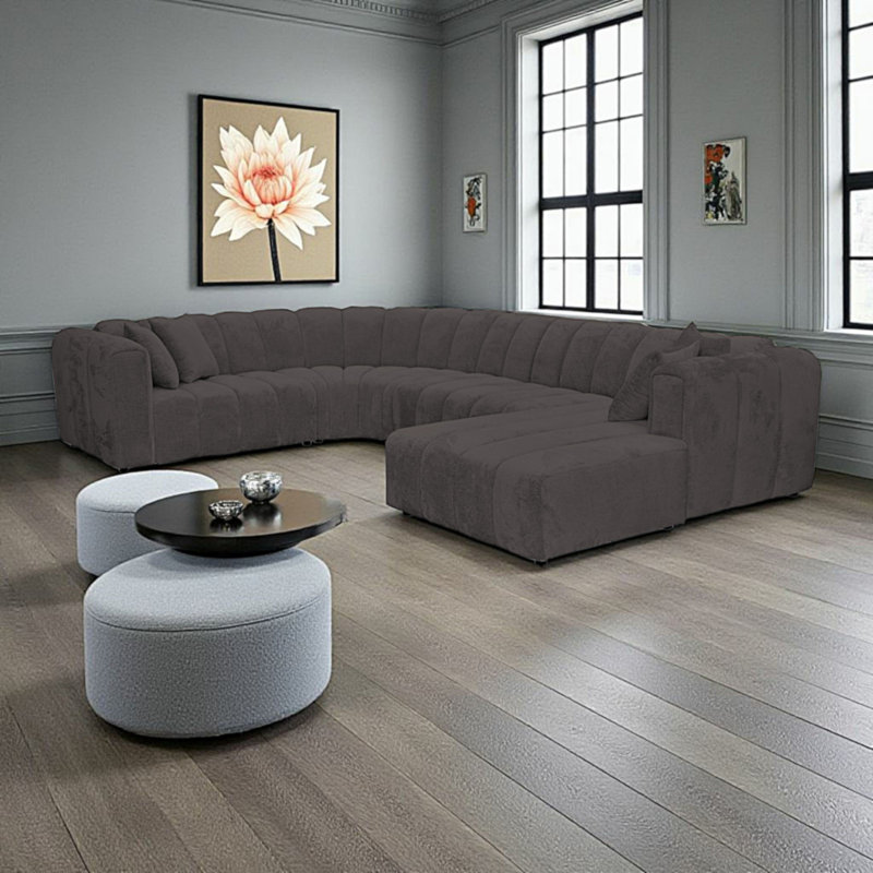 5 Seater Corner Sofa, Right Hand Facing, Black