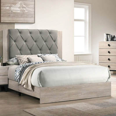 Meuble de lit contemporain pour lit de grande taille à finition crème 1pc